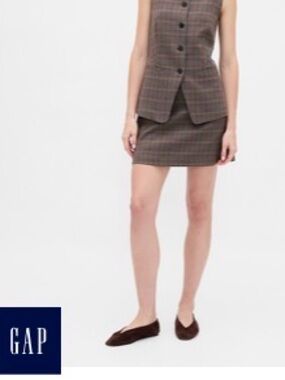 GAP Brown Plaid Mini Skirt with Skort